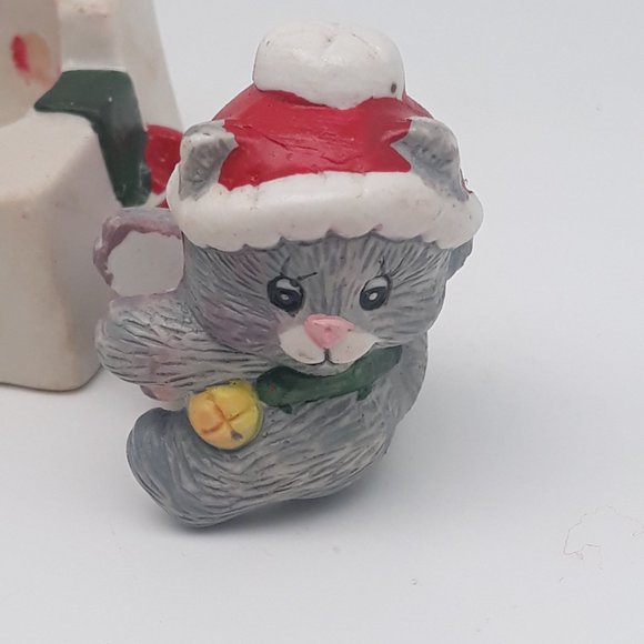 Holiday Candle Climbers Porcelain Candle Holders Giftco Bear & Cat - Picture 4 of 7